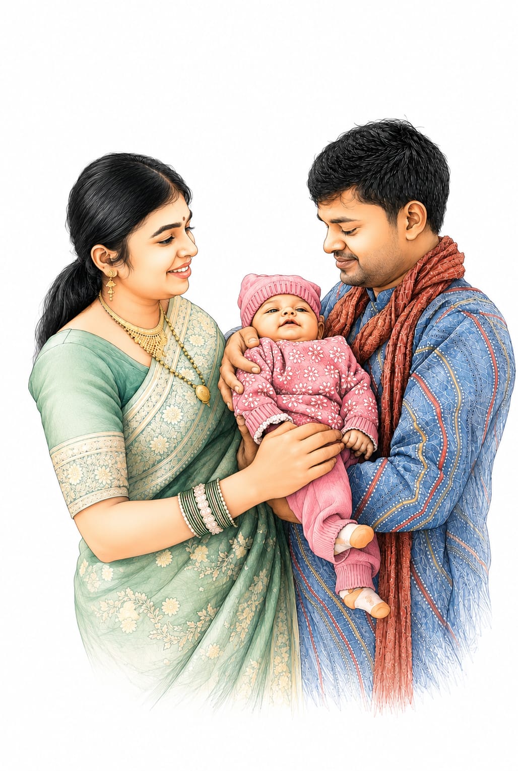 Yashika and Manohar holding baby Tia